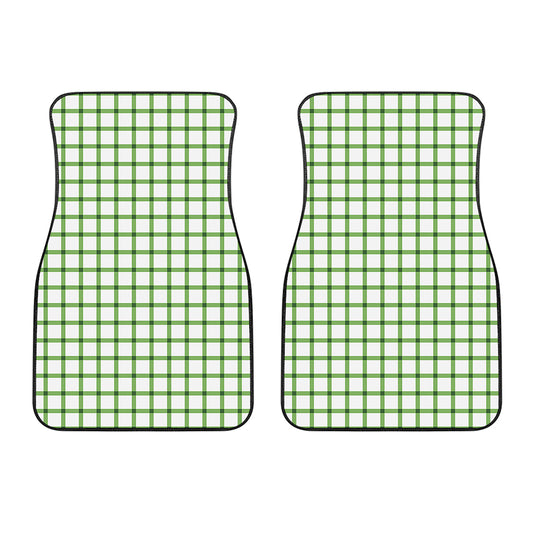 Green Tattersall Pattern Print Front Car Floor Mats