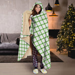 Green Tattersall Pattern Print Hooded Blanket