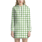 Green Tattersall Pattern Print Hoodie Dress