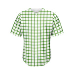 Green Tattersall Pattern Print Men's Baseball Jersey