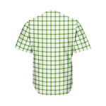 Green Tattersall Pattern Print Men's Baseball Jersey