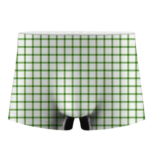 Green Tattersall Pattern Print Men's Boxer Briefs