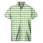 Green Tattersall Pattern Print Men's Short Sleeve Shirt