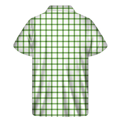 Green Tattersall Pattern Print Men's Short Sleeve Shirt