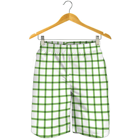 Green Tattersall Pattern Print Men's Shorts