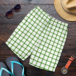 Green Tattersall Pattern Print Men's Shorts