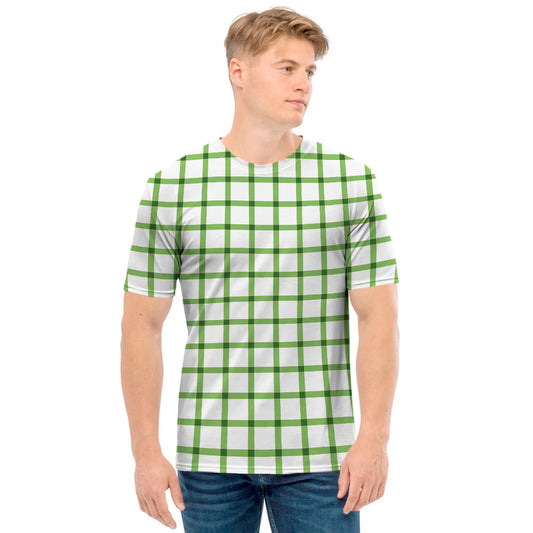 Green Tattersall Pattern Print Men's T-Shirt