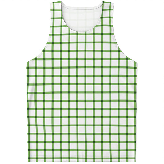 Green Tattersall Pattern Print Men's Tank Top