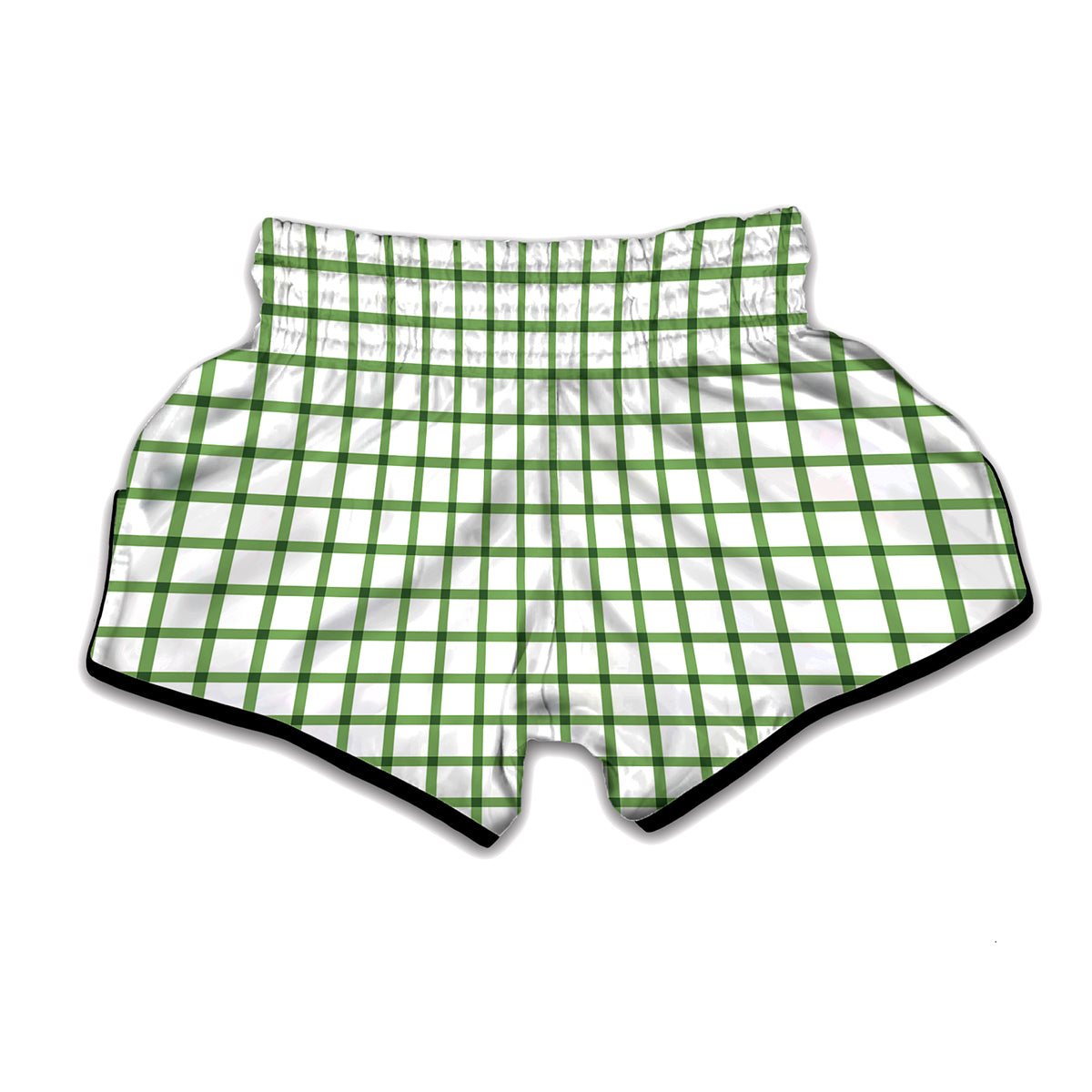 Green Tattersall Pattern Print Muay Thai Boxing Shorts
