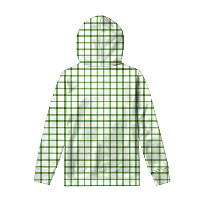 Green Tattersall Pattern Print Pullover Hoodie