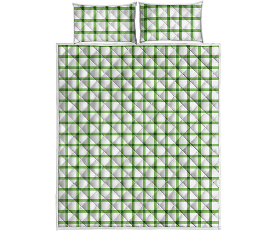 Green Tattersall Pattern Print Quilt Bed Set