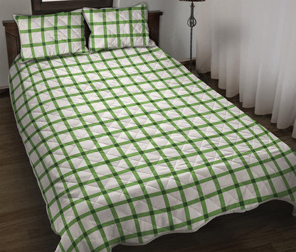 Green Tattersall Pattern Print Quilt Bed Set