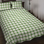 Green Tattersall Pattern Print Quilt Bed Set