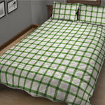 Green Tattersall Pattern Print Quilt Bed Set