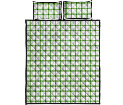 Green Tattersall Pattern Print Quilt Bed Set
