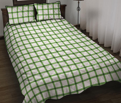 Green Tattersall Pattern Print Quilt Bed Set