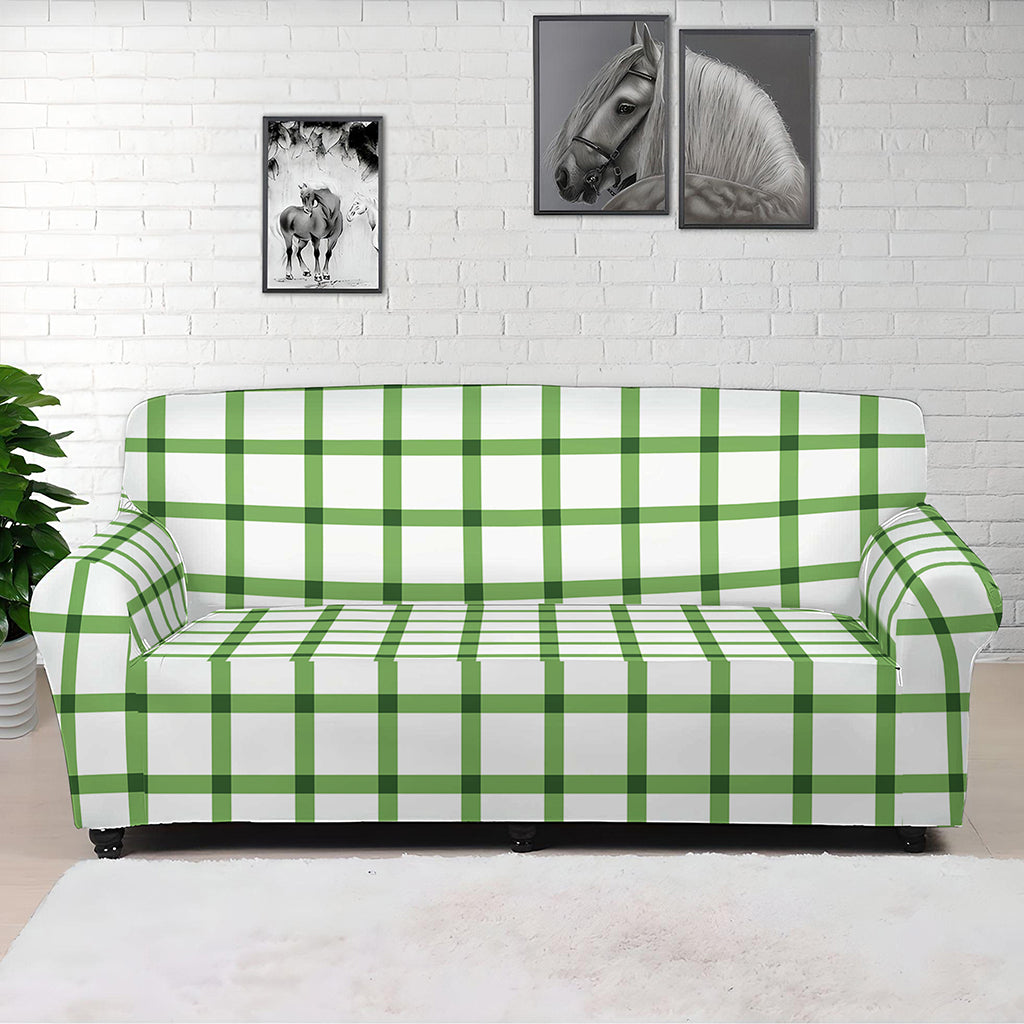 Green Tattersall Pattern Print Sofa Cover