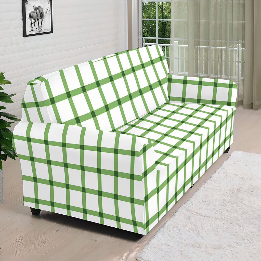 Green Tattersall Pattern Print Sofa Cover