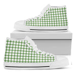 Green Tattersall Pattern Print White High Top Shoes