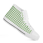 Green Tattersall Pattern Print White High Top Shoes