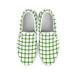 Green Tattersall Pattern Print White Slip On Shoes