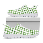 Green Tattersall Pattern Print White Sneakers
