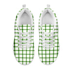 Green Tattersall Pattern Print White Sneakers
