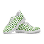 Green Tattersall Pattern Print White Sneakers