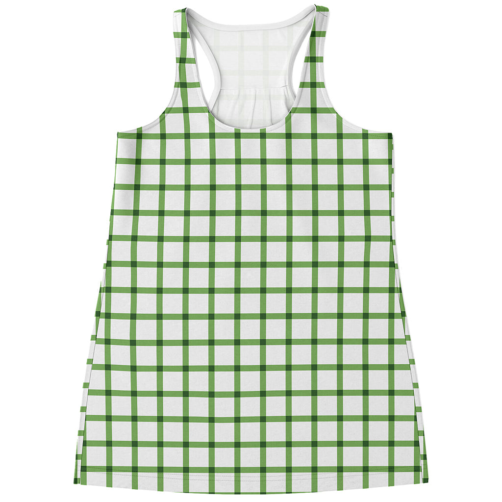Green Tattersall Pattern Print Women's Racerback Tank Top