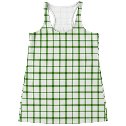 Green Tattersall Pattern Print Women's Racerback Tank Top
