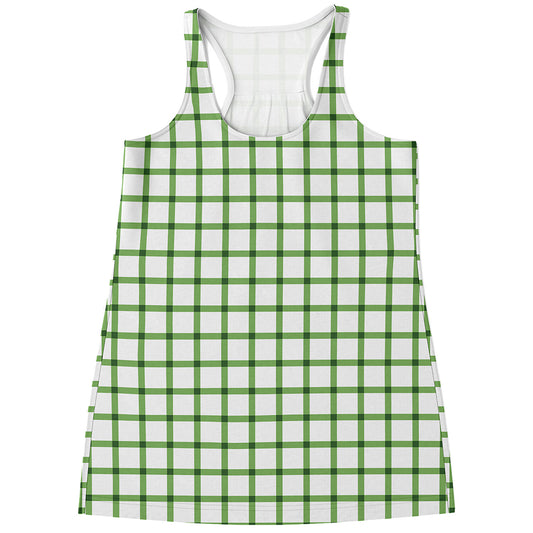 Green Tattersall Pattern Print Women's Racerback Tank Top