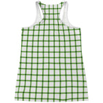 Green Tattersall Pattern Print Women's Racerback Tank Top