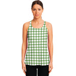 Green Tattersall Pattern Print Women's Racerback Tank Top