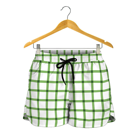 Green Tattersall Pattern Print Women's Shorts