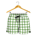 Green Tattersall Pattern Print Women's Shorts