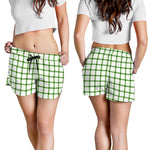 Green Tattersall Pattern Print Women's Shorts