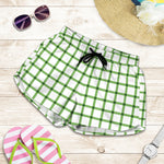 Green Tattersall Pattern Print Women's Shorts