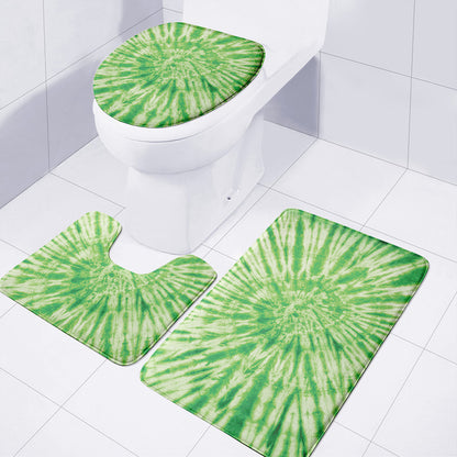 Green Tie Dye Print 3 Piece Bath Mat Set