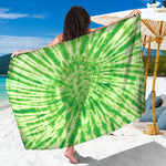 Green Tie Dye Print Beach Sarong Wrap