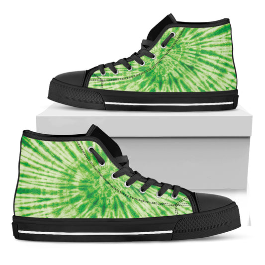 Green Tie Dye Print Black High Top Shoes
