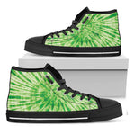 Green Tie Dye Print Black High Top Shoes