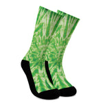 Green Tie Dye Print Crew Socks