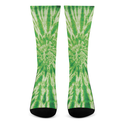 Green Tie Dye Print Crew Socks