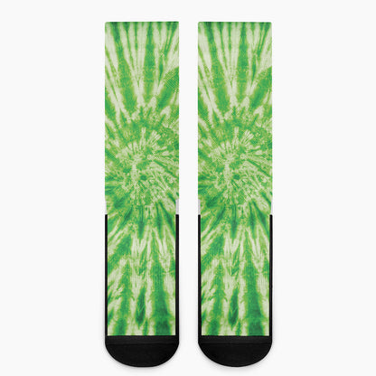 Green Tie Dye Print Crew Socks