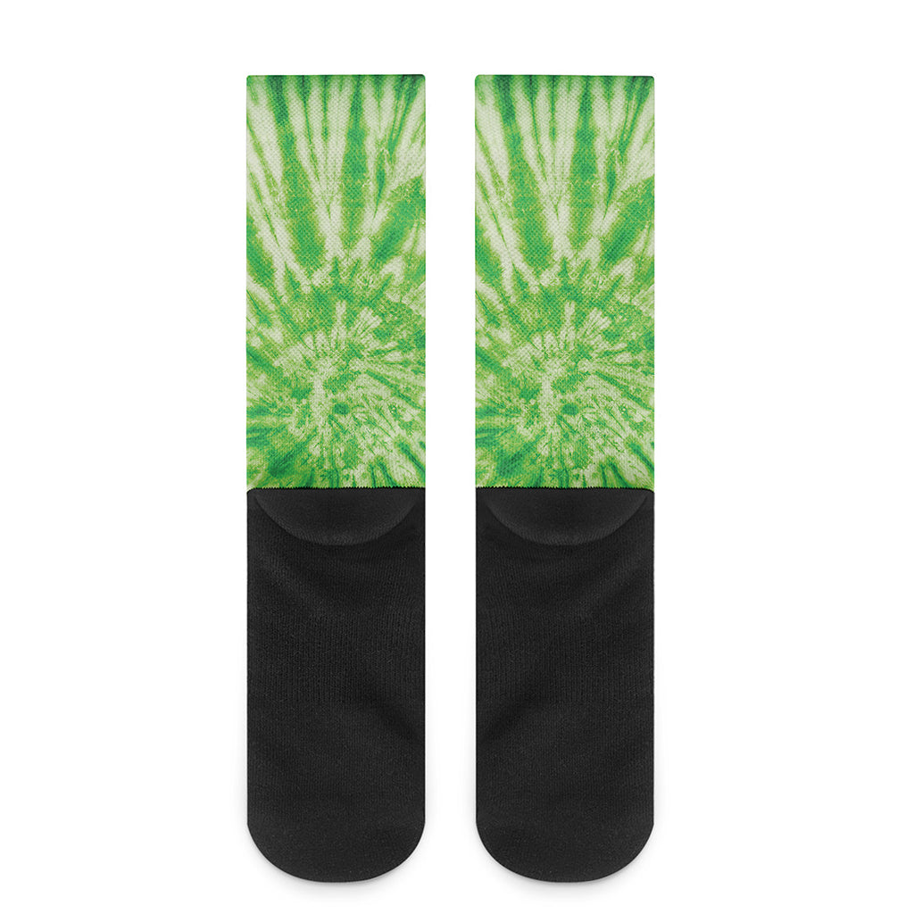 Green Tie Dye Print Crew Socks