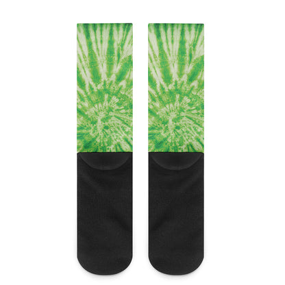 Green Tie Dye Print Crew Socks