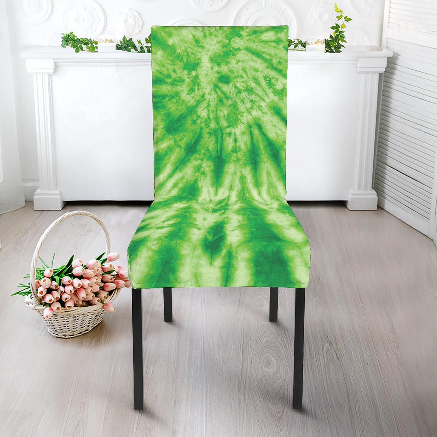 Green Tie Dye Print Dining Chair Slipcover