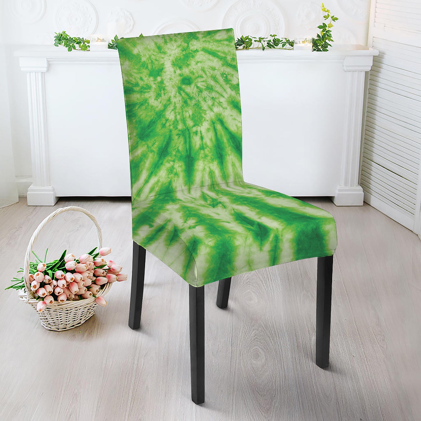 Green Tie Dye Print Dining Chair Slipcover