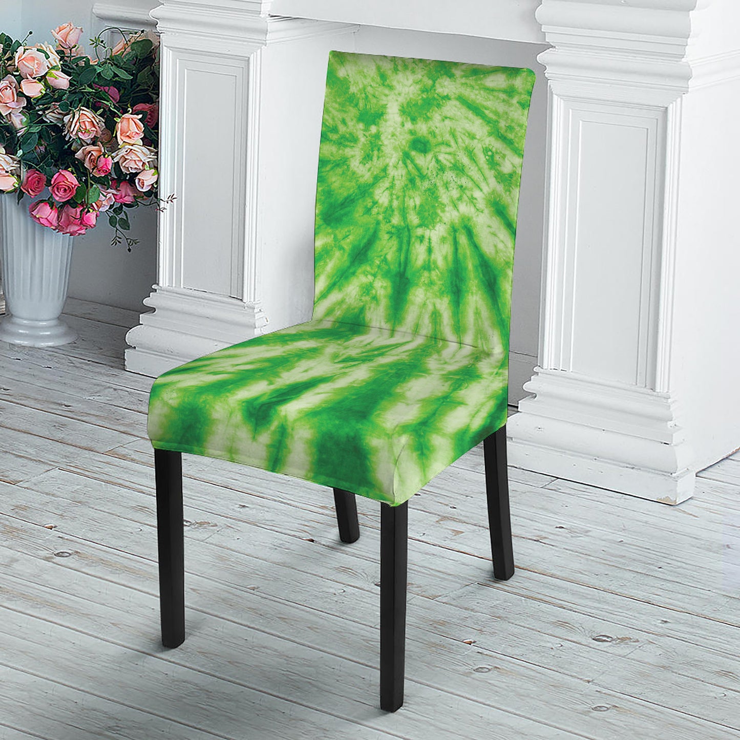Green Tie Dye Print Dining Chair Slipcover