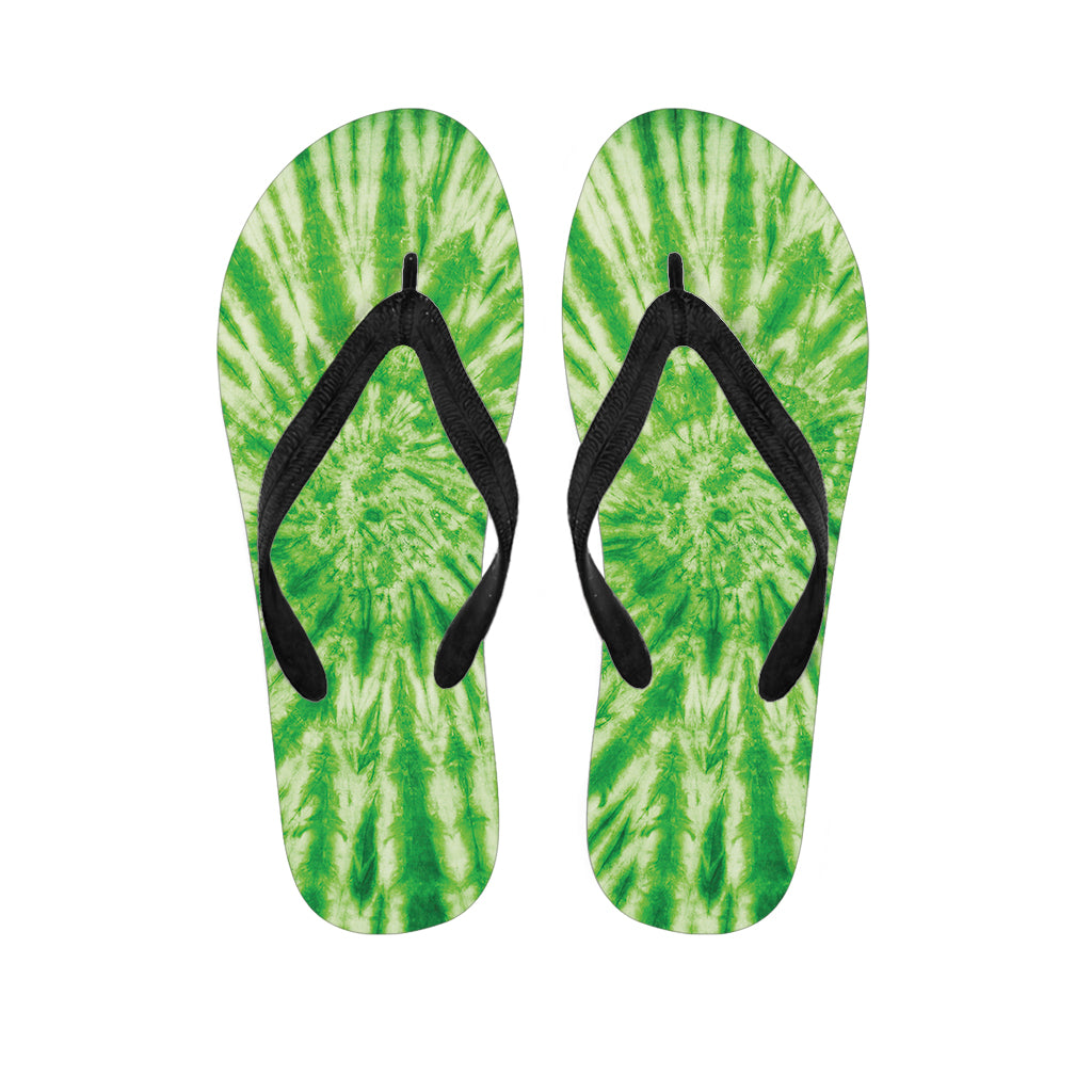 Green Tie Dye Print Flip Flops